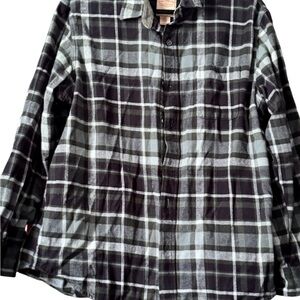 Telluride Green Black and Gray Plaid Flannel Shirt XXL Classic Fit